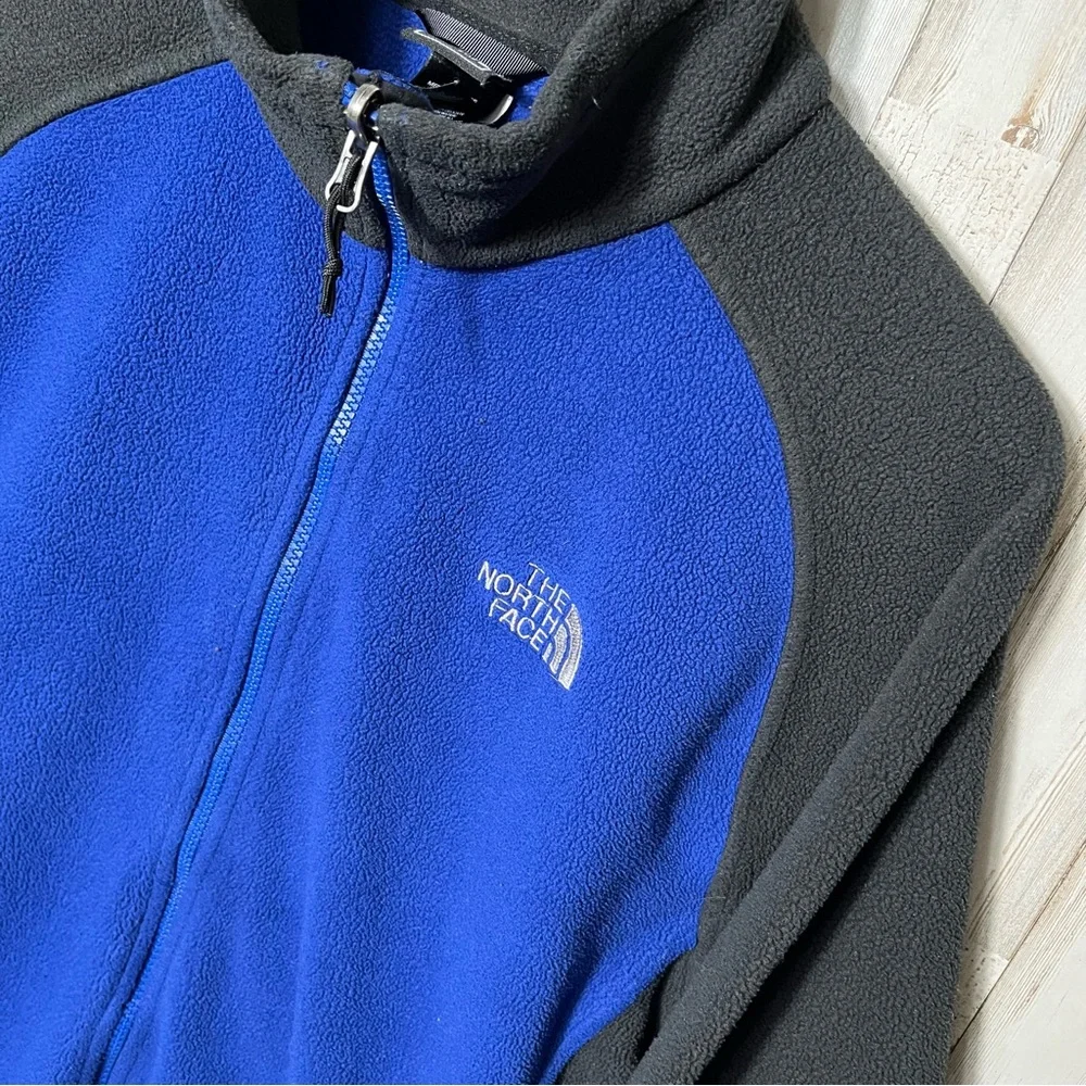 Y2K North Face Black Blue Zip‎ Fleece Collared Sweater Mens Large